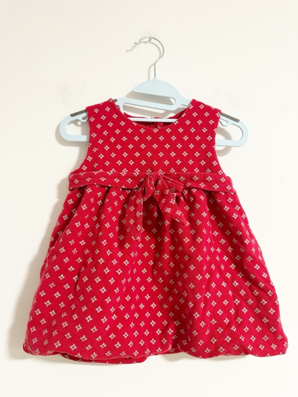 EPK Toddler Girls Red & Silver Metallic Patterned Bow Dress 23m - Picture 3 of 7